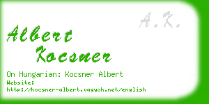 albert kocsner business card